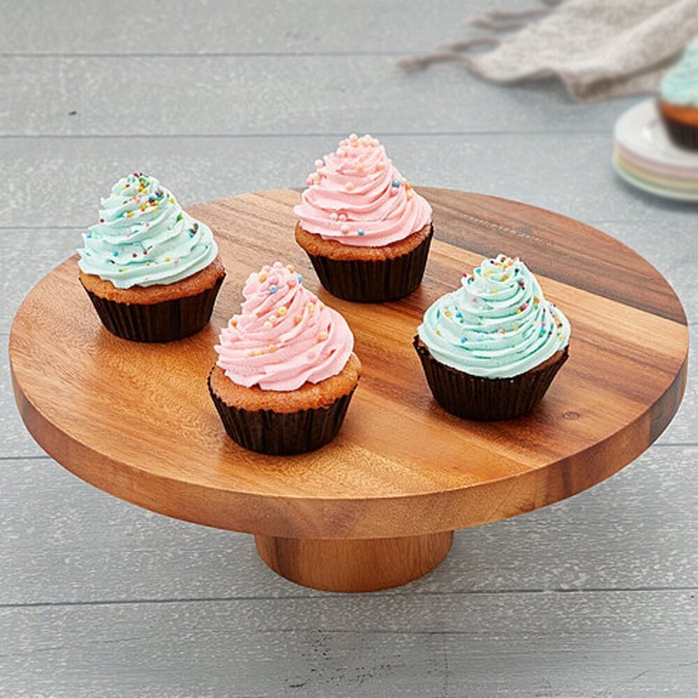 Wood Round Cake Stand Pedestal - Brown